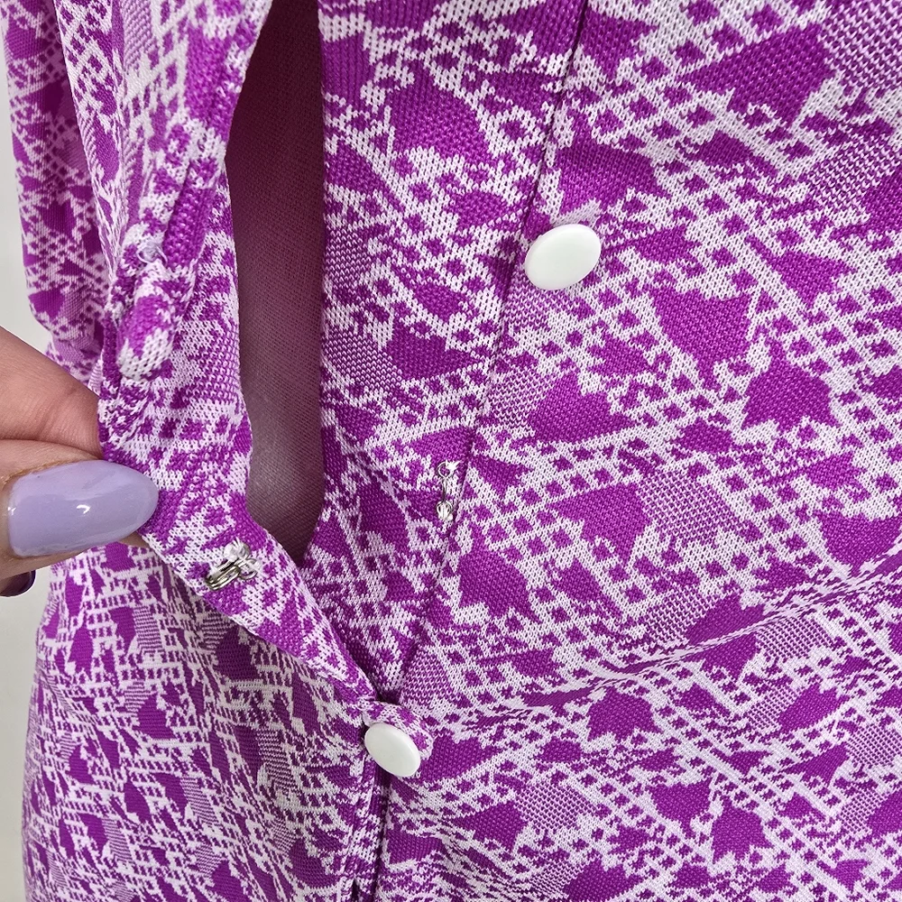 VTG 60's-70's Homemade Floral Geometric Long Sleeve Button Down Dress Sz S - Picture 9 of 14